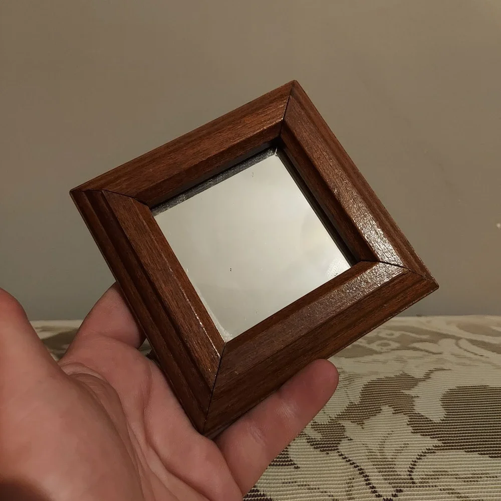 Set of 3 Small Square Wood Framed Wall Mirrors 4.5